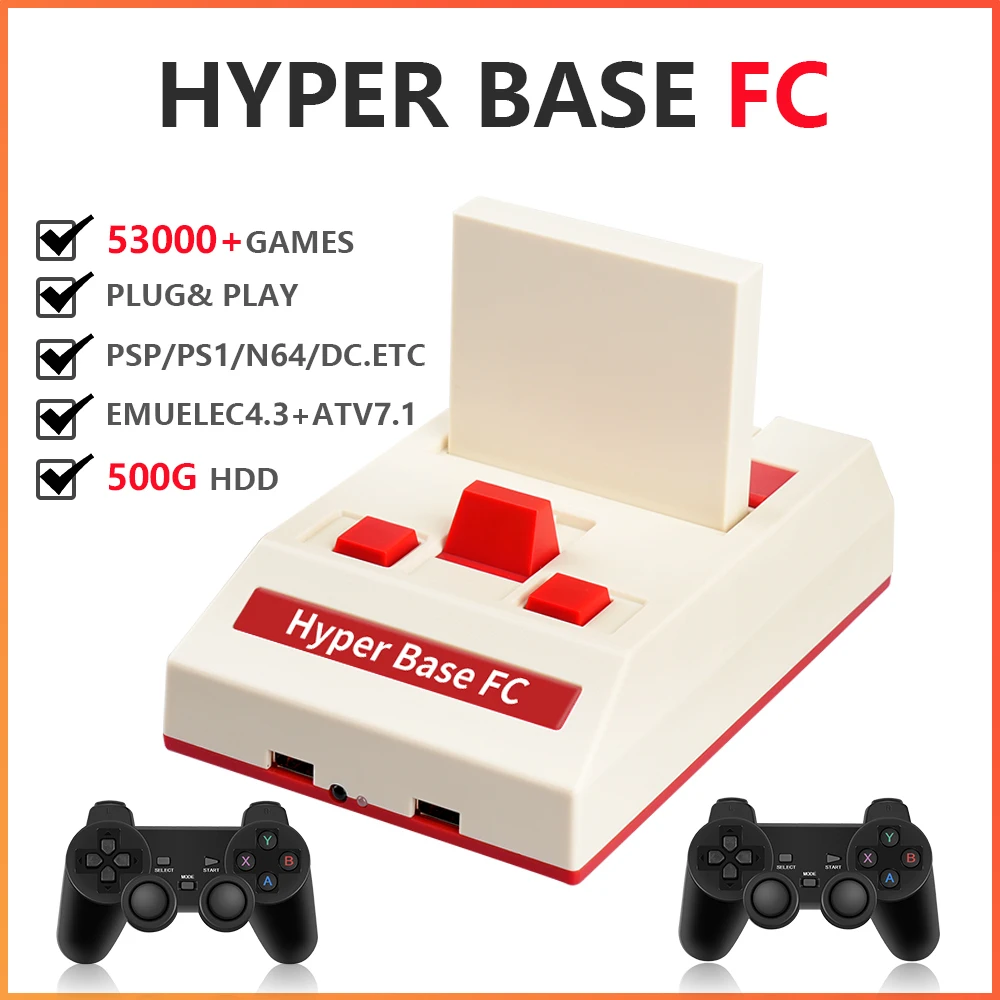 Enlarge WIFI Retro Game Console Hyper Base FC Come With 500G HDD Built-in 53000+ Games 4K Game Box & Video Player For PSP/PS1/N64/DC/3DO