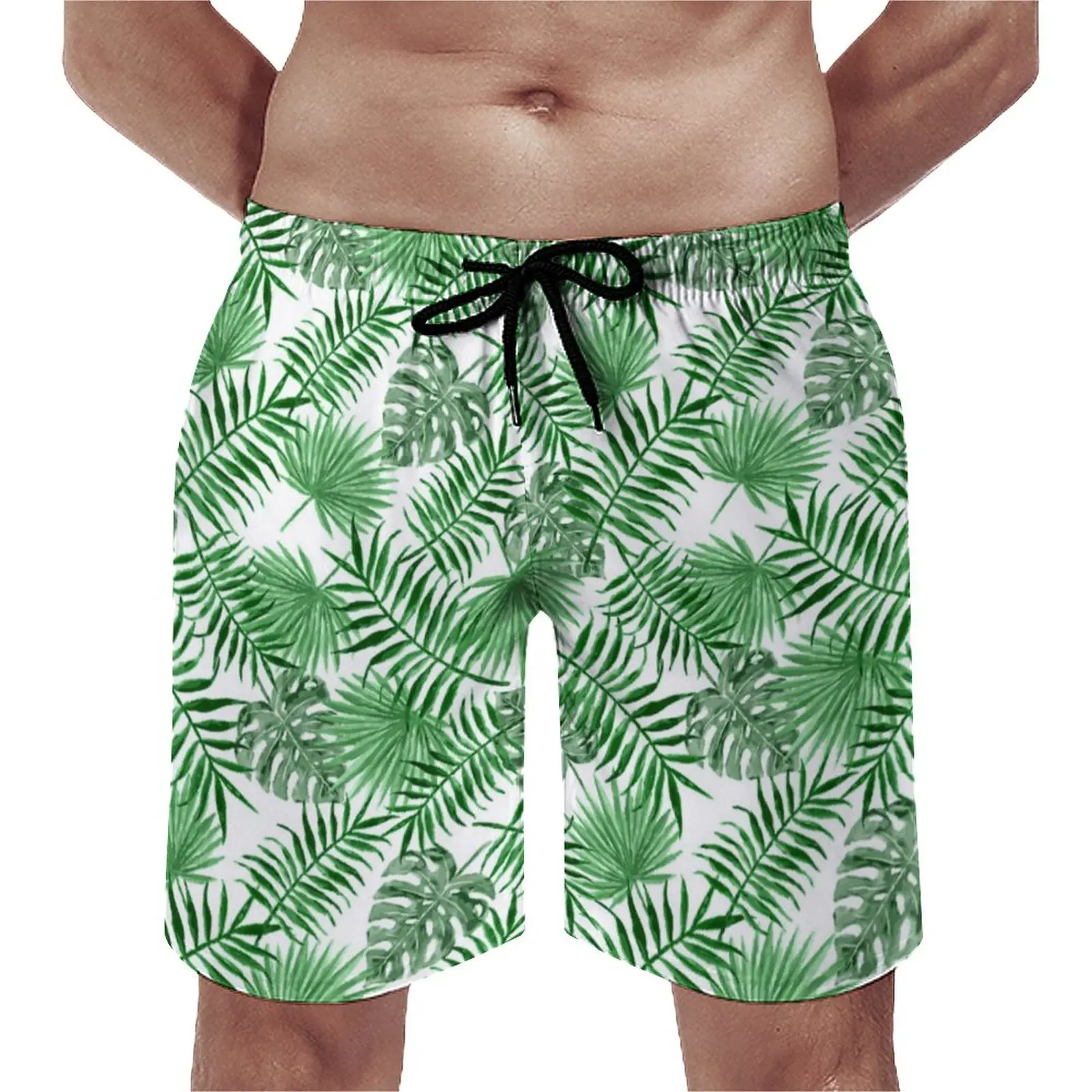 

Palmtree Leaves Board Shorts Tropical Plants Print Hawaii Board Short Pants Males Design Running Surf Fast Dry Beach Trunks Gift