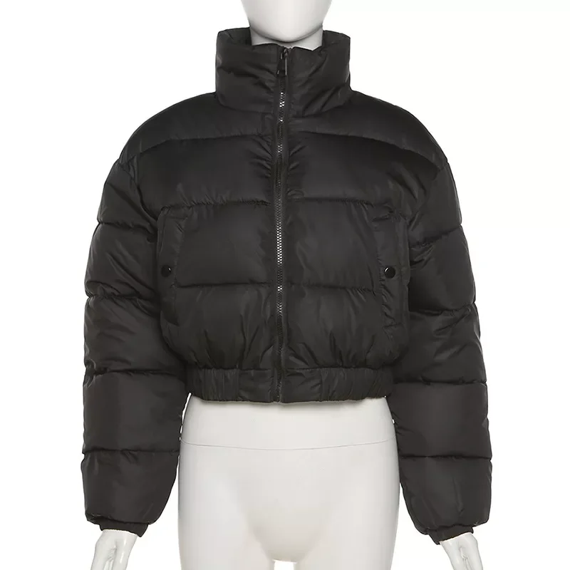New2022 2022 Fall Winter Fashion High Collar Black Blue Coat Casual Parkas Long Sleeve Warm Women's Spring Jacket