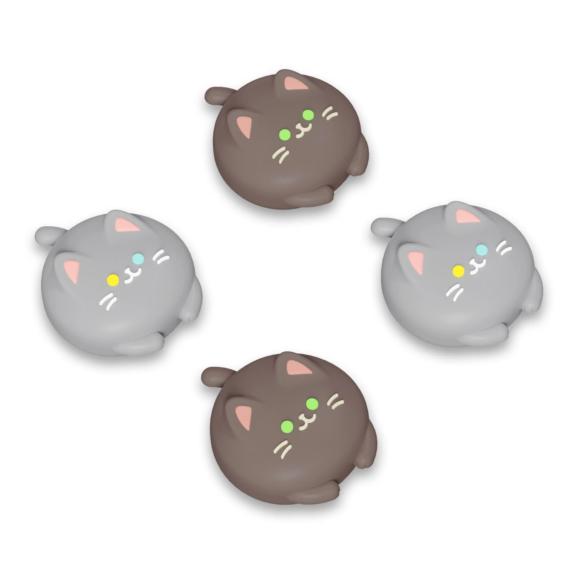 

PlayVital Joystick Caps for Switch & Switch Lite, Thumb Grips for Switch OLED Joycon -Fleeting Gray & Dark Brown Cutie Kitty