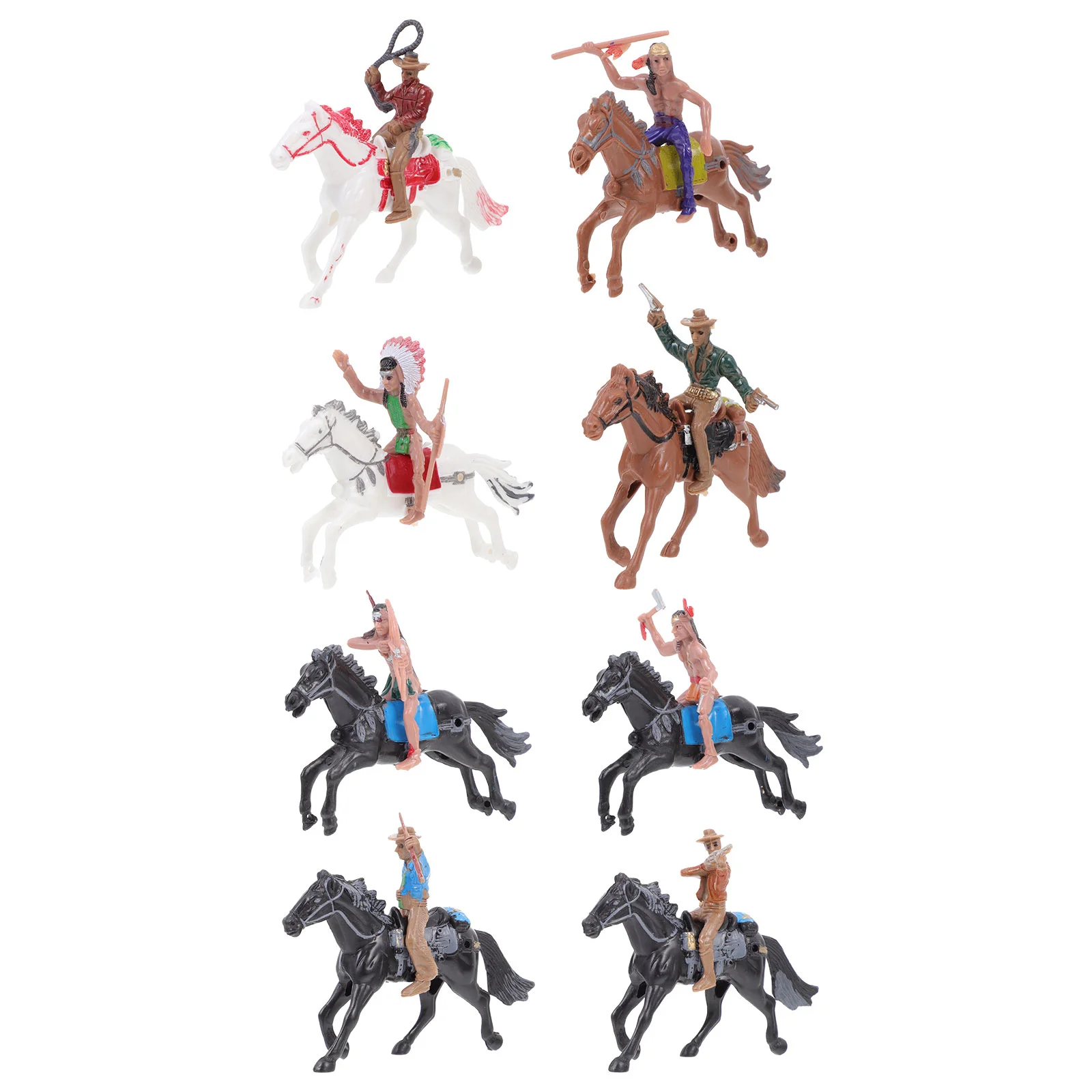 

8pcs Adornments Cowboy Toys for Boys Horse Figures Wild West Cowboys Figures