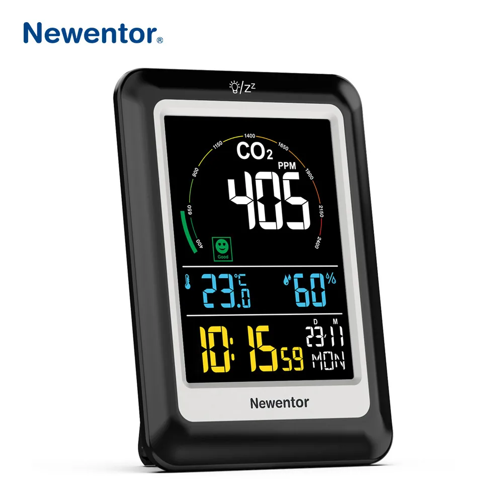 Medidor de Dióxido Carbono Co2 Sensor Qualidade do ar Monitor Gás Tester em Digital Termômetro Higrômetro Alarme Detector Co2
