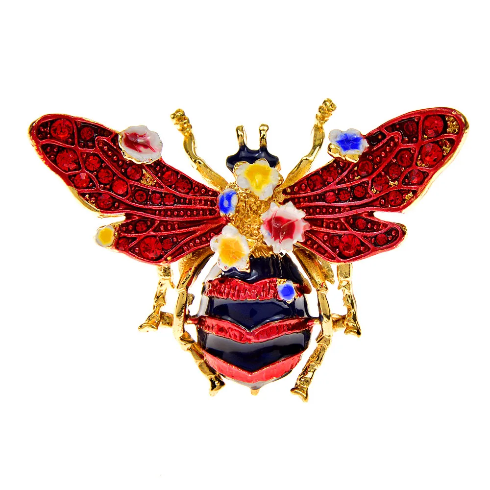 

CINDY XIANG Rhinestone Flower Bee Brooches For Women 3 Colors Available Insect Pin Spring Summer Coat Shirt Jewelry New 2022