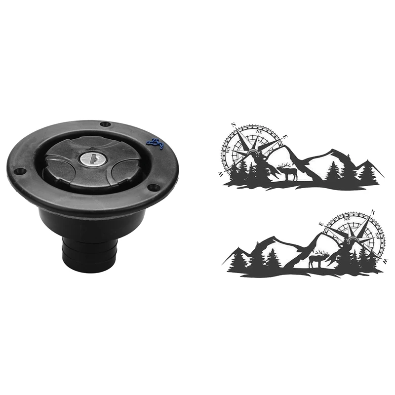 

New2 Pcs Car Accessories: 1 Pcs Fresh Water Hatch Inlet Water Tanks & 1 Pcs DIY Compass Navigation Animal Decal Sticker