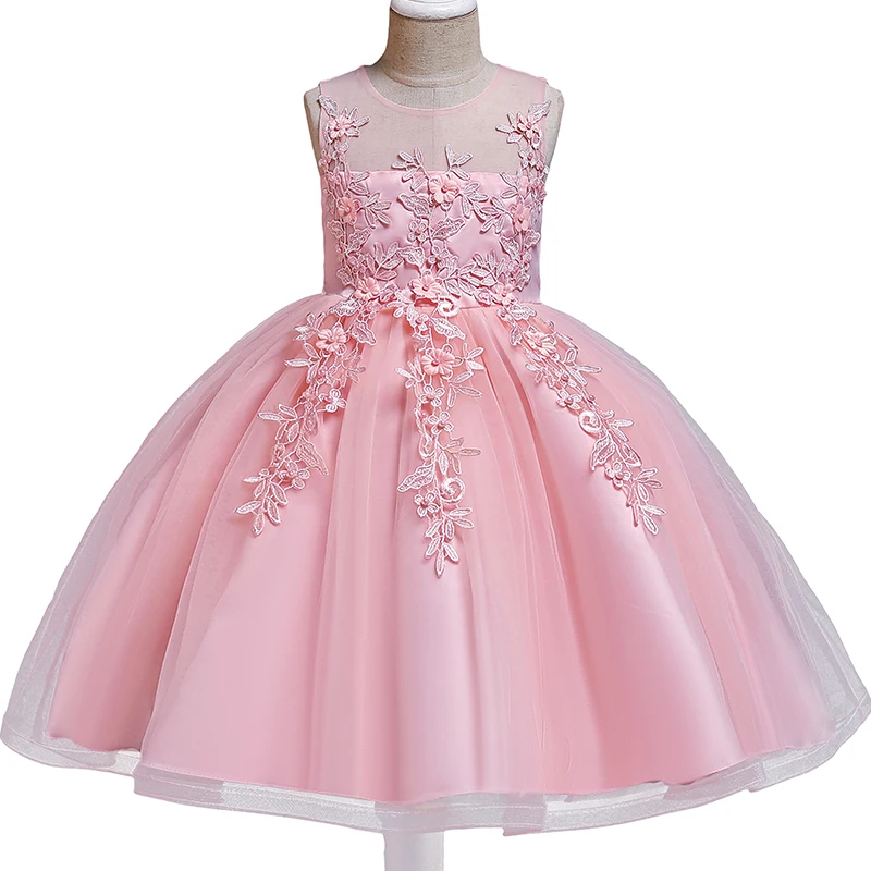 

Summer Baby Girls Flower Dress Elegant Lace Embroidery Princess Party Dress Children Kids New Year Birthday Clothes for girls