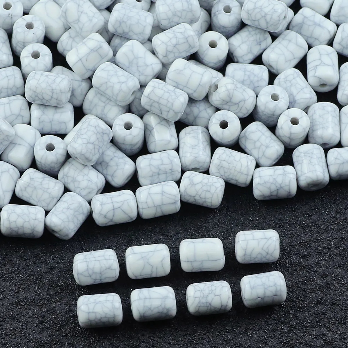 8x12 мм белые акриловые бусины имитирующие фарфор круглые свободные