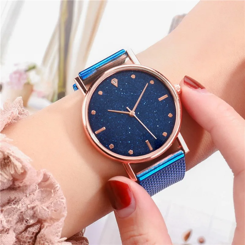 Hot Selling Sparkling Sky Star Knitted Watch Strap Fashion Business Leisure Trend Women's Quartz Watch Engagement Holiday Gift