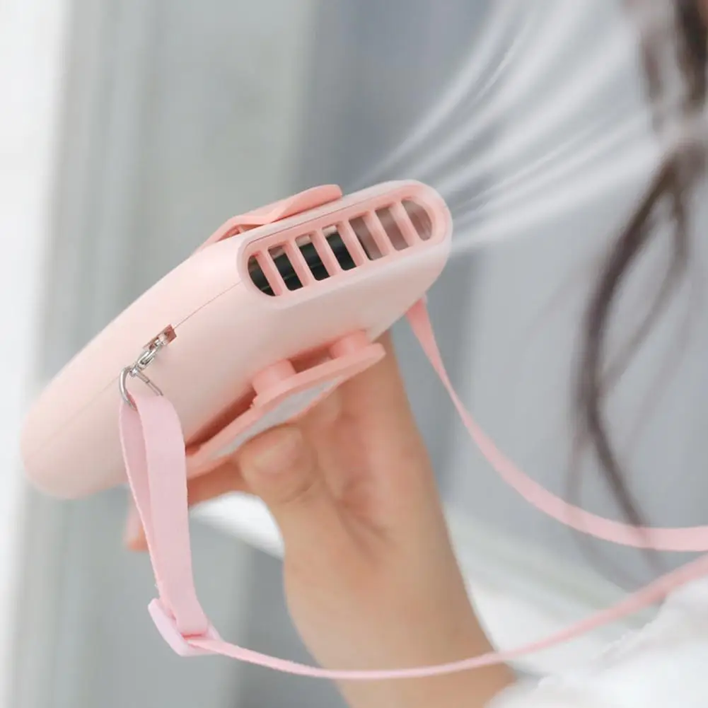 

Summer Cooling Electric Hanging Neck Mini Fan Home Small Cooler Outdoor Sports Handheld USB Rechargeable with 2000mAh Battery