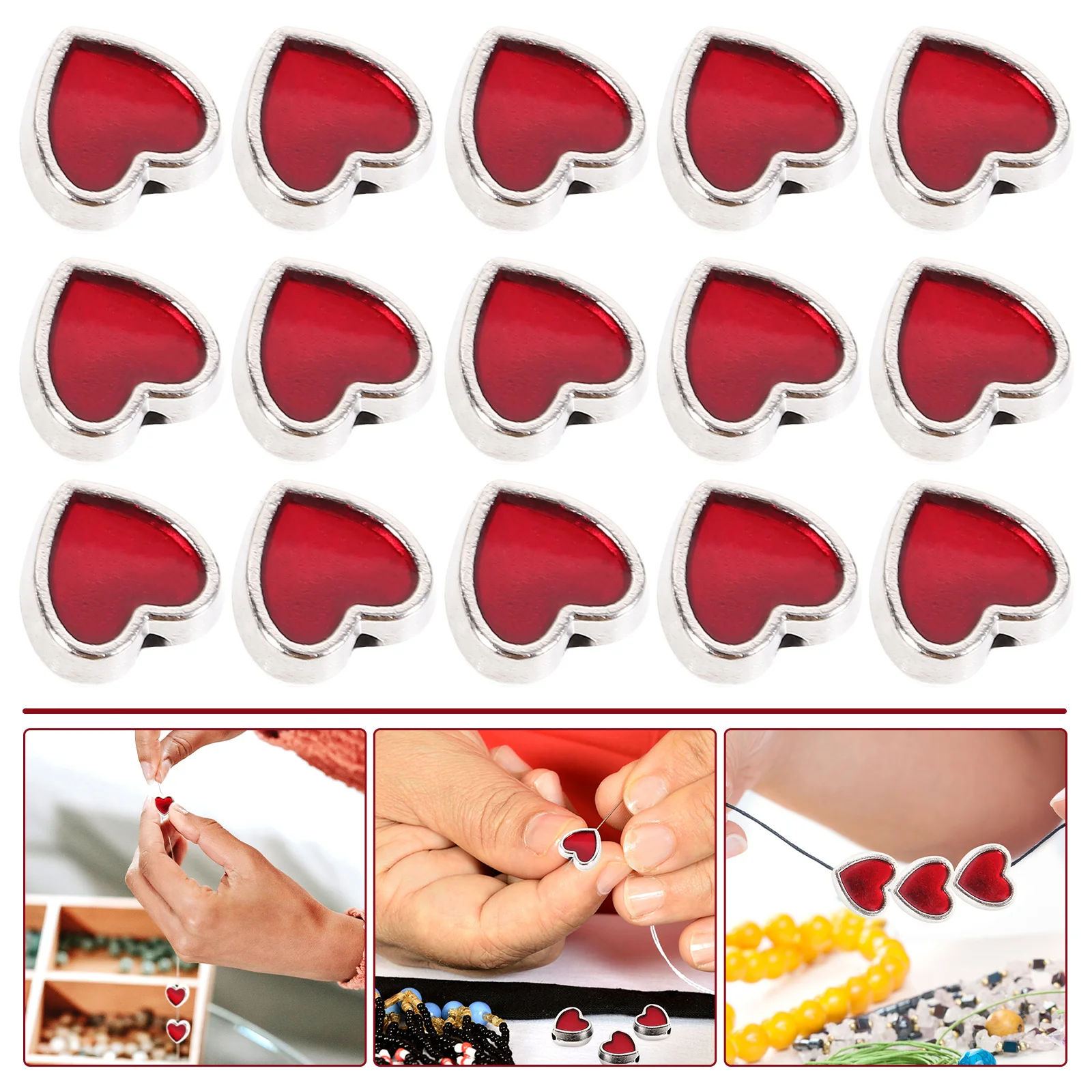 

100 Pcs Heart Jewelry Bracelet Making Kit Beads Beading Necklace For Scattered Loose