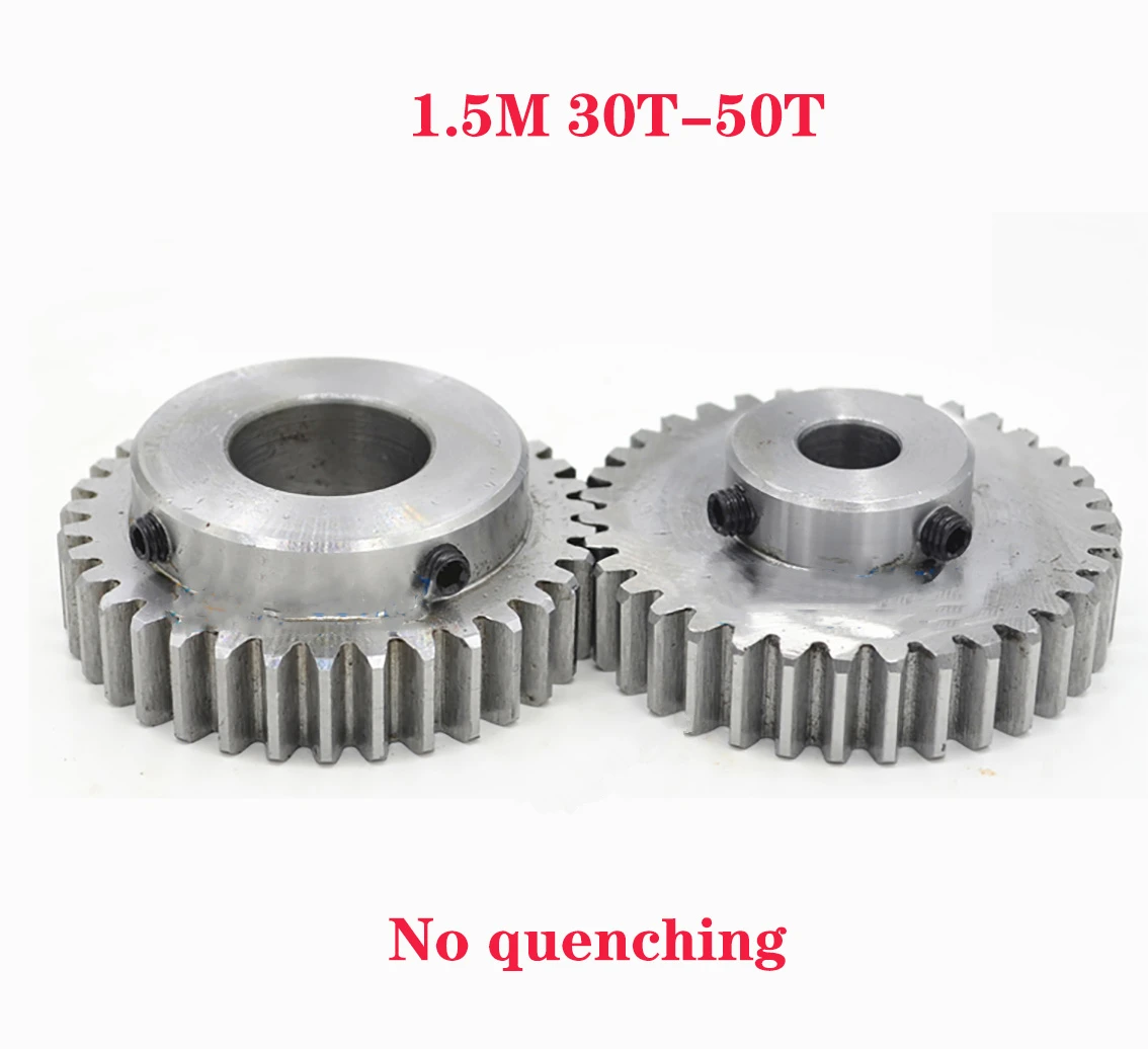 

1Pcs 1.5 Module Spur Gear Motor Gear No Quenching Mechanical Transmission Gear 1.5M 30T/35T/40T/50T 45# Steel Bore 6/8/10-25mm