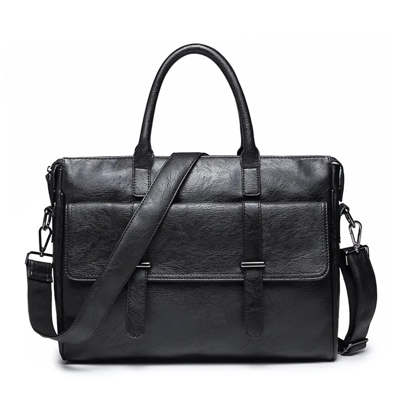 New Business Men Briefcase Bag PU Leather Shoulder Bag Daily File Bag Casual HandBag Simple Laptop Bag For Male