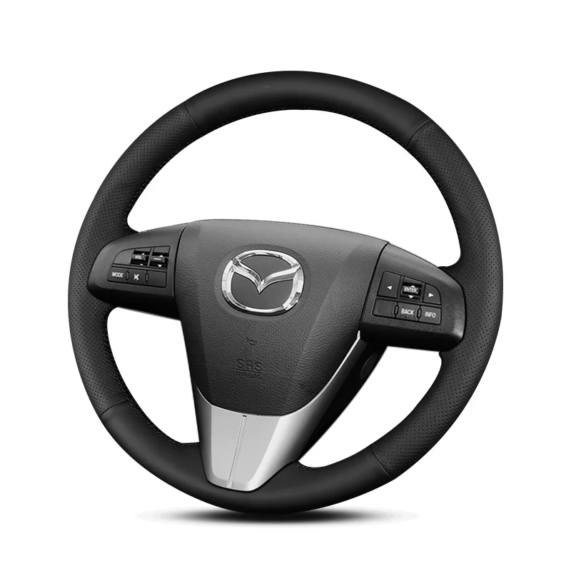 

Чехол на руль из черной кожи для Mazda 2011, 12, 13, 2015, 3, 14, ручная работа