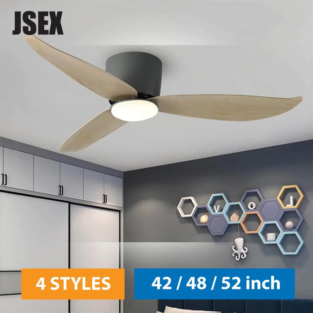

52inch Led Ceiling Fan Lamp Roof Lighting Fan Modern Indoor Decorate Plywood Blade Dc Ceiling Fan With Remote Control Ventilador