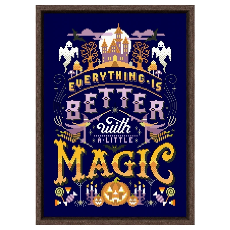 

Набор для вышивки крестиком Magic night, хлопковая нить 18 карат 14 карат 11 карат, темно-синий холст, вышивка «сделай сам», Хэллоуин