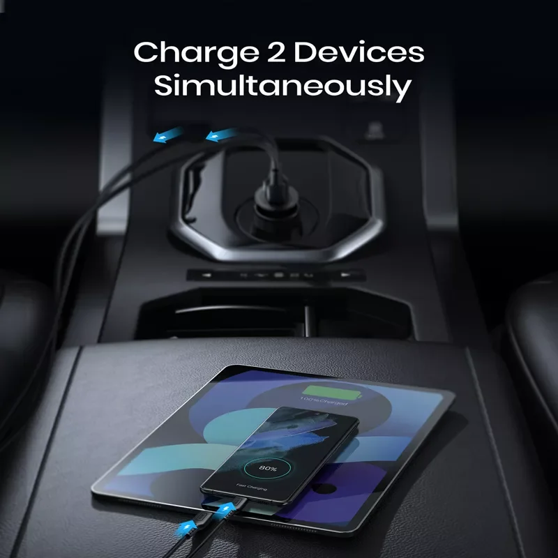 60W USB Car Charger 5A Type C PD QC Fast Charging Phone Adapter For iPhone 13 12 11 Pro Max 8 S21 S20 S10 S9