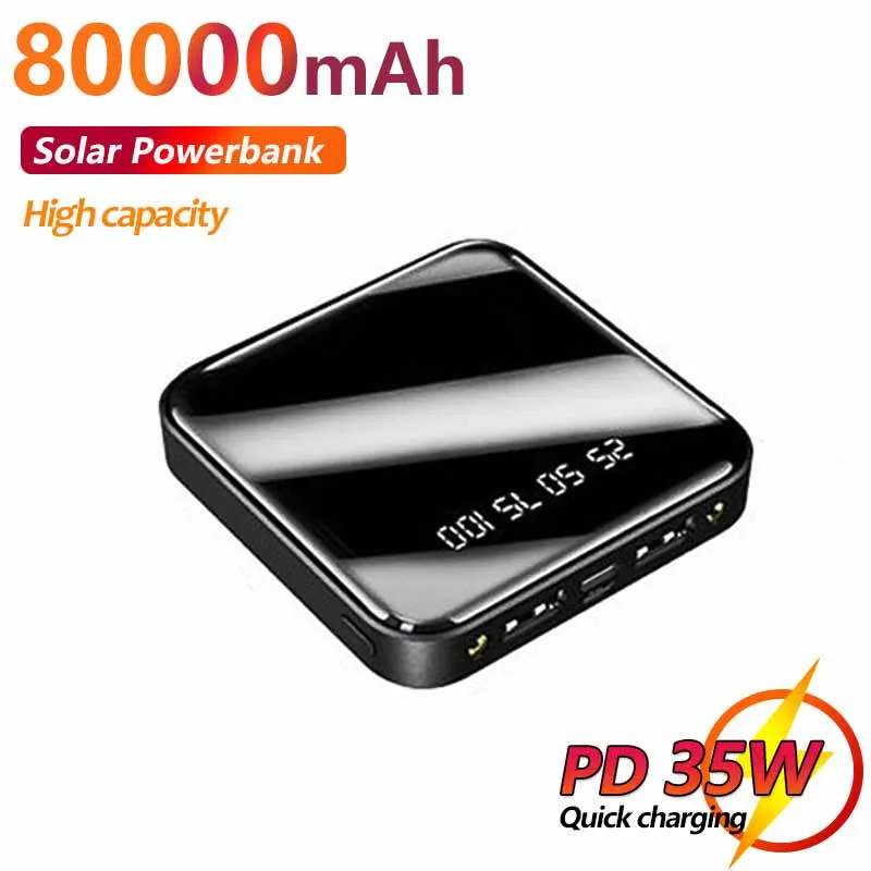 80000mAh Mini Portable Power Bank Digital Display External Battery Charger with Dual USB Fast Charging for Xiaomi Iphone Samsung