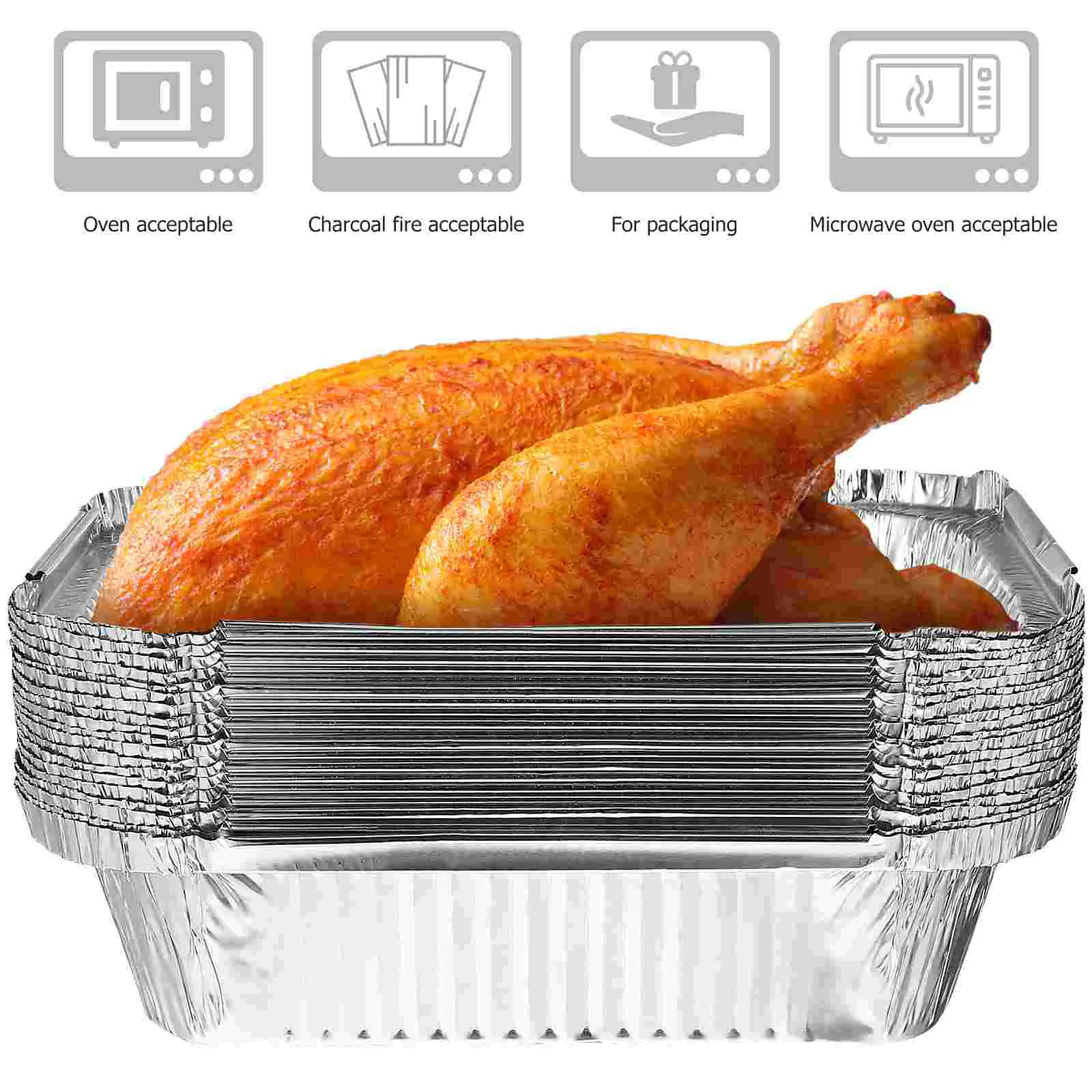 

Cooking Trays Large Aluminum Pans Foil Deep Food Baking Takeaway Containers Disposable Canteen