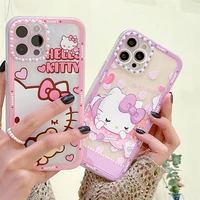 hello kitty cartoon phone cases for iphone 12 11 pro max xr xs max x 78plus 2022 girl transparent soft silicone cover gift