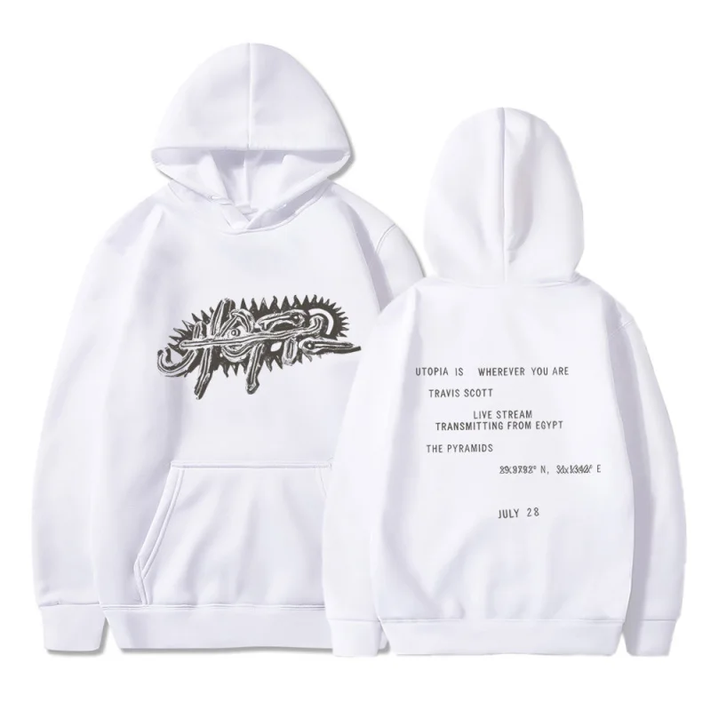 

Utopia Travis Hoodies For Men Y2K Hooded Fleece Unisex Sweatshirt Hip Hop Swag TS Trap Rap Casual Rapper Kanye Oversize