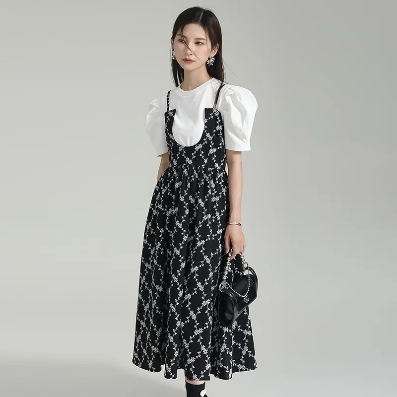 Модный дизайн летняя французская Цветочная кофта Женский костюм с большим