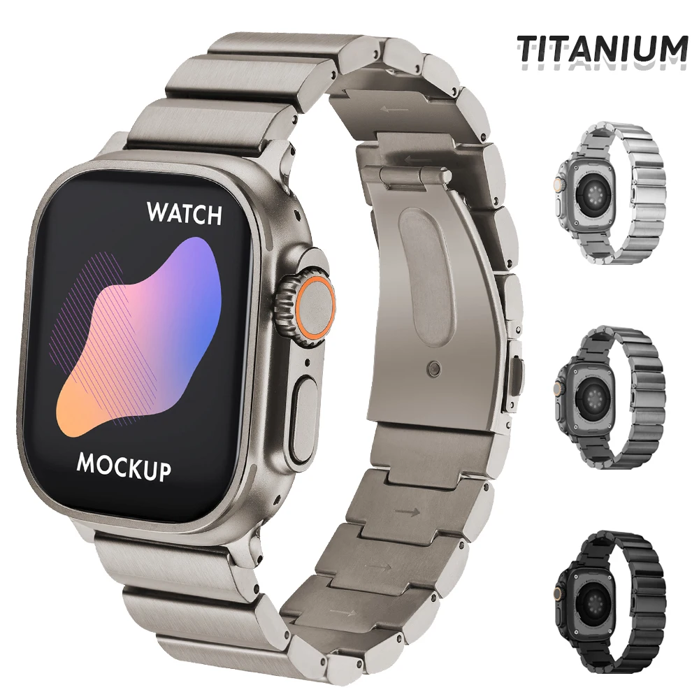 Luxury Titanium Band for Apple Watch Ultra 49mm 45mm 44mm 38mm 40mm 42MM Men Style Strap for IWatch Series 8 7 6 SE 5 4 Bracelet
