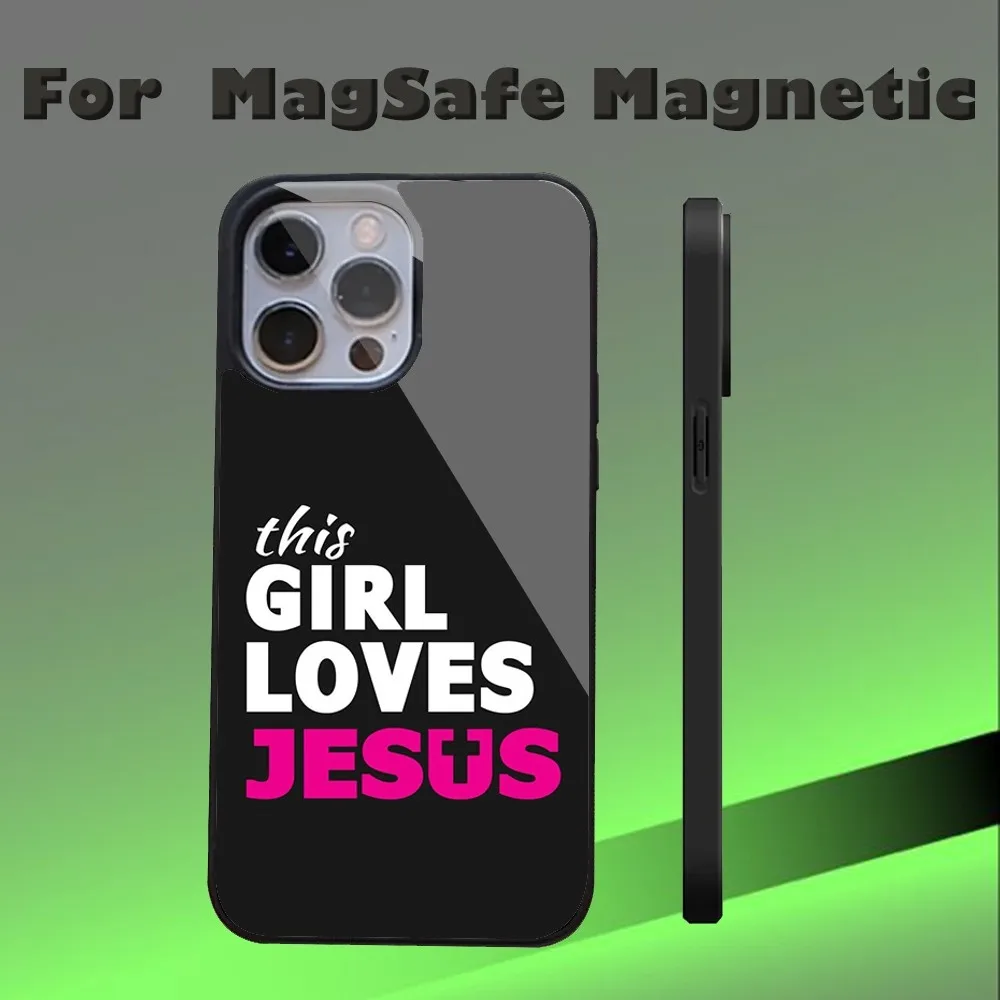F-Faith Jesus Art Words Phone Case For IPhone 16 15 14 13 Pro Max 11 12 Mini Alex Mirror Magsafe Wireless Charging Cover