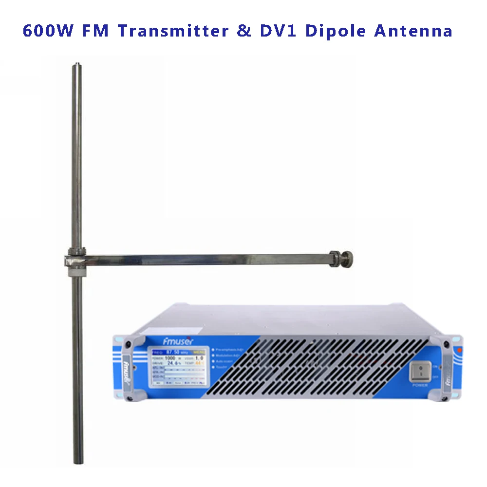 

FMUSER FU-600A 600W 600watts Transmitter FM Broadcast For Fm Station With ZHC-DV1 High Gain Dipole Antenna A Set