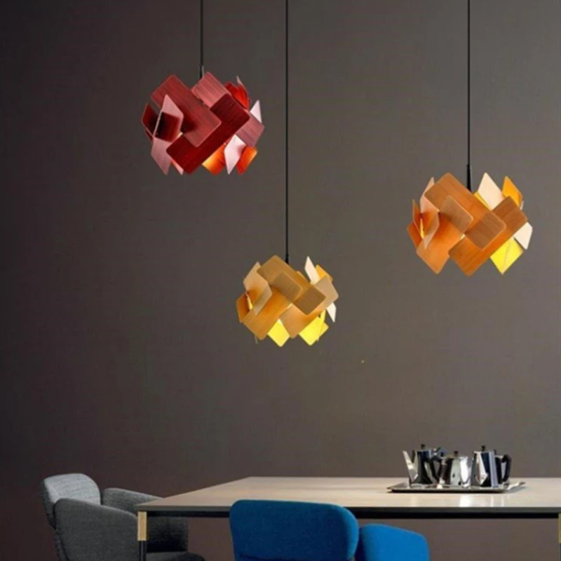 

Синие, красные, деревянные, красочные подвесные светильники E27 для столовой, кухни, магазина, прикроватный креативный светильник с регулируемым шнуром 110-240 В