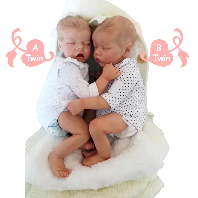 

45CM Reborn Premie Doll TwinA B Paint By Hand Real Pictures Lifelike High Quality Panting Rooted Eyelashes Doll Sleeping Baby