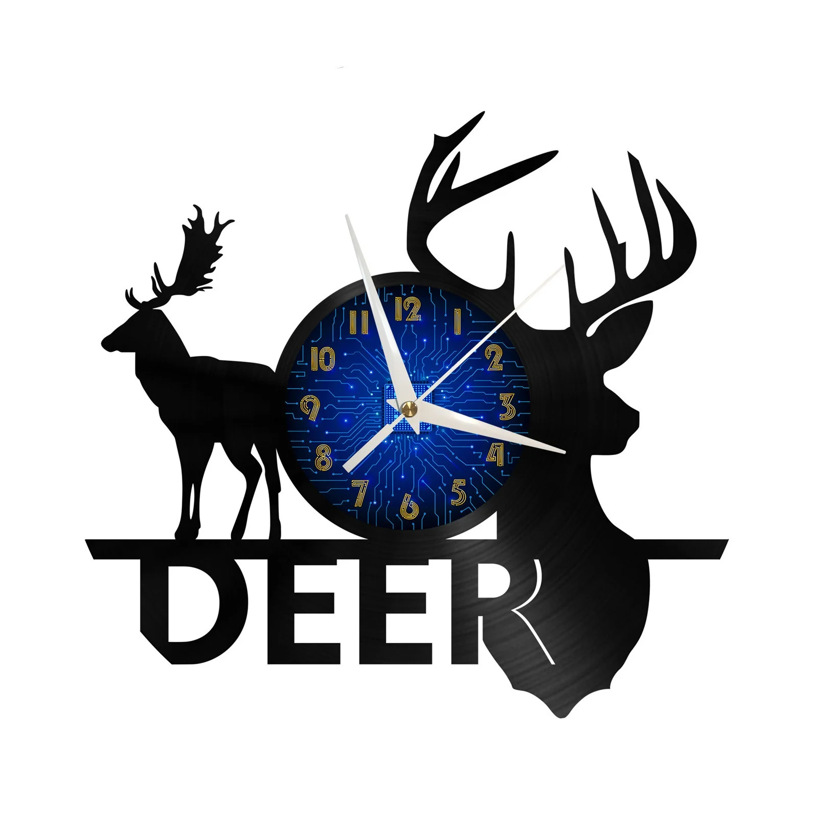 

Musk deer Vinyl Record Wall Clock for Kitchen Wall Decor Wall Art
