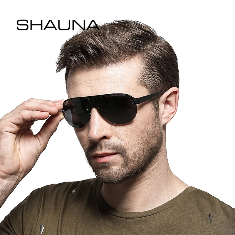 

SHAUNA New Classic Fashion Men Polarized Oversized Pilot Sunglasses High Quality Aluminium Magnesium Frame Mirror Lens Glasses