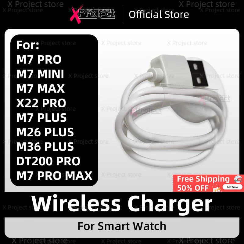 

Original Wireless Charger For Smart Watch M7 MINI X22 DT200 PRO MAX M26 M36 PLUS Smartwatch Wireless Charging USB Power Cable