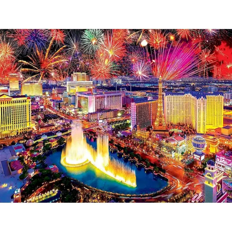 

GATYZTORY Oil Painting City Night Drawing On Canvas HandPainted Art Gift DIY Coloring By Number Fireworks Landscape Home Decor