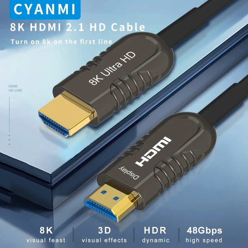 CYANMI HDMI 2.1 HDMI Cavo In Fibra ottica HDMI2.1 Dinamica HDR HDMI 8K/60Hz 4K/120Hz Ultra Ad Alta Velocità 48Gbps per HD TV Proiettore PS