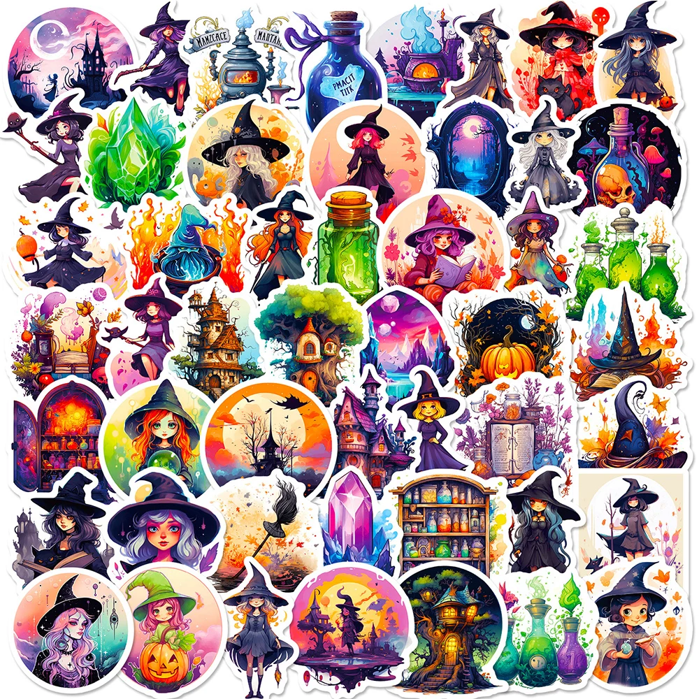 

10/30/50pcs Boho Cartoon Witchy Apothecary Graffiti Stickers Funny Aesthetic Decals DIY Skateboard Laptop Car Waterproof Sticker