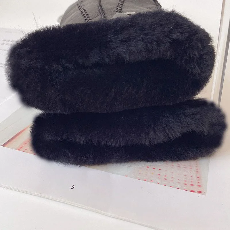 Кожаные меховые перчатки из овчины, модные женские зимне-осенние теплые шерстяные флисовые зимние варежки, уличные перчатки с пятью пальцами на запястье