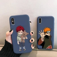 pain gaara naruto phone case for iphone 13 12 mini 11 pro xs max x xr 7 8 6 plus candy color blue soft silicone cover