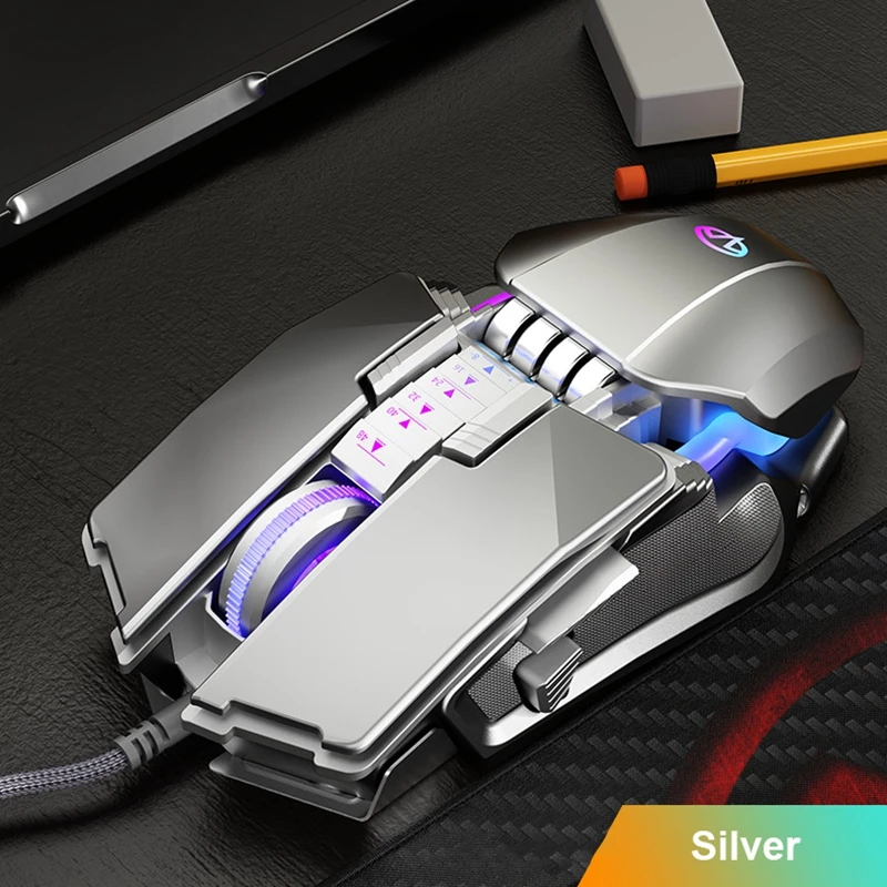 

Эргономичная игровая мышь, проводная, RGB с макропрограммированием, поддержка 6 ТНД, металлический корпус, для игрового компьютера, периферий...