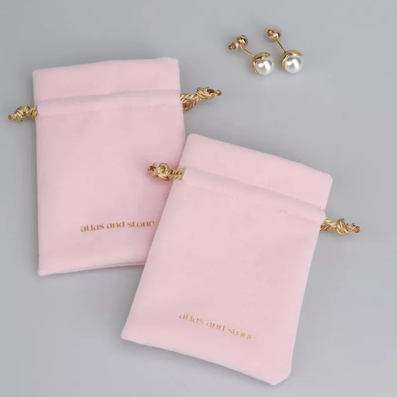 Pink Velvet Gift Bags Jewelry Travel Storage Sack 8x10cm 9x12cm 10x15cm Eyelashes Cosmetics Drawstring Pouches