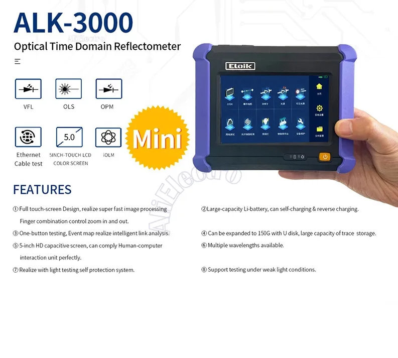 Мини-рефлектометр высокой плотности 1550 нм 22 дБ