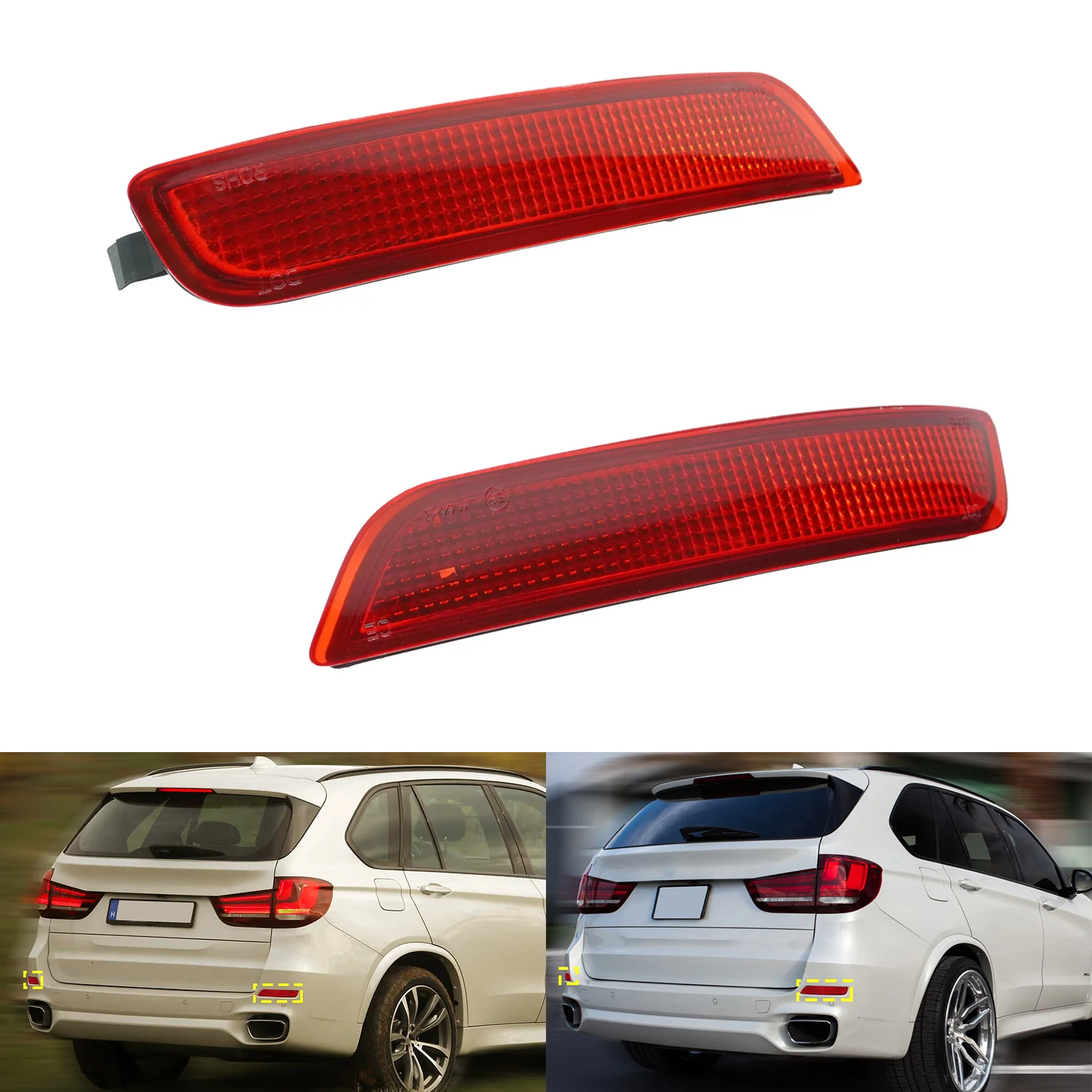 

2x для BMW F15 F85 X5 M Sport 2013-2018 отражатель заднего бампера красная крышка объектива L + R