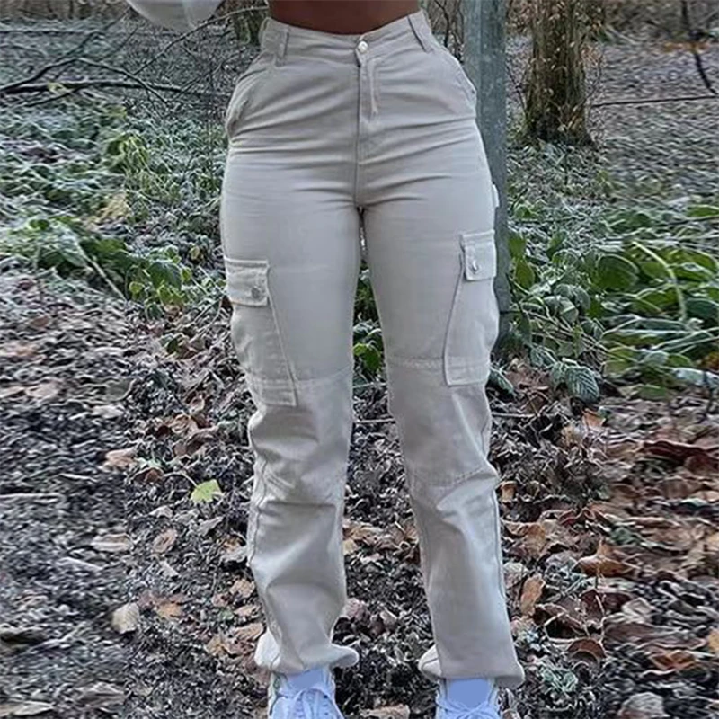 

Женские винтажные мешковатые спортивные брюки с широкими штанинами Y2K, джинсовая уличная одежда на шнуровке, брюки с высокой талией и карманами, джоггеры, комбинезоны