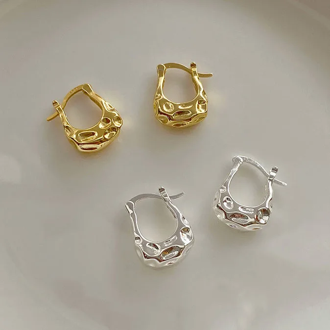 

PONYKISS S925 Sterling Silver 18K Gold Irregularity Hoop Earrings For Women Classic Fine Jewelry Minimalist Accessories