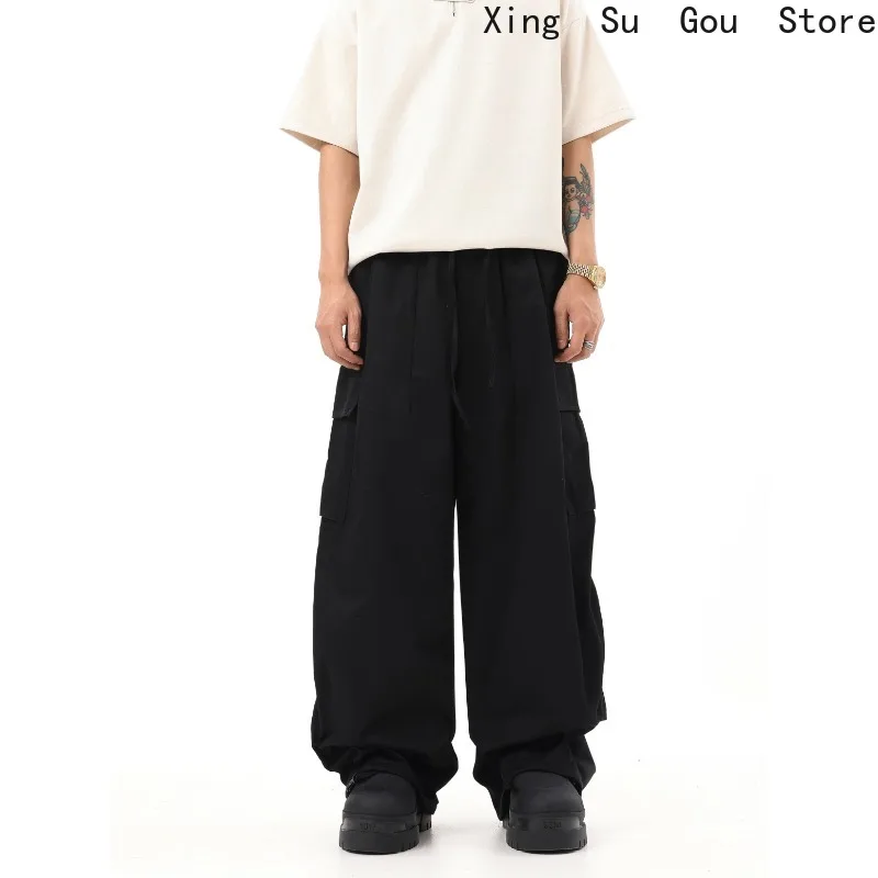 Мужские эластичные комбинезоны цвета хаки в стиле ретро широкие швабры хип-хоп