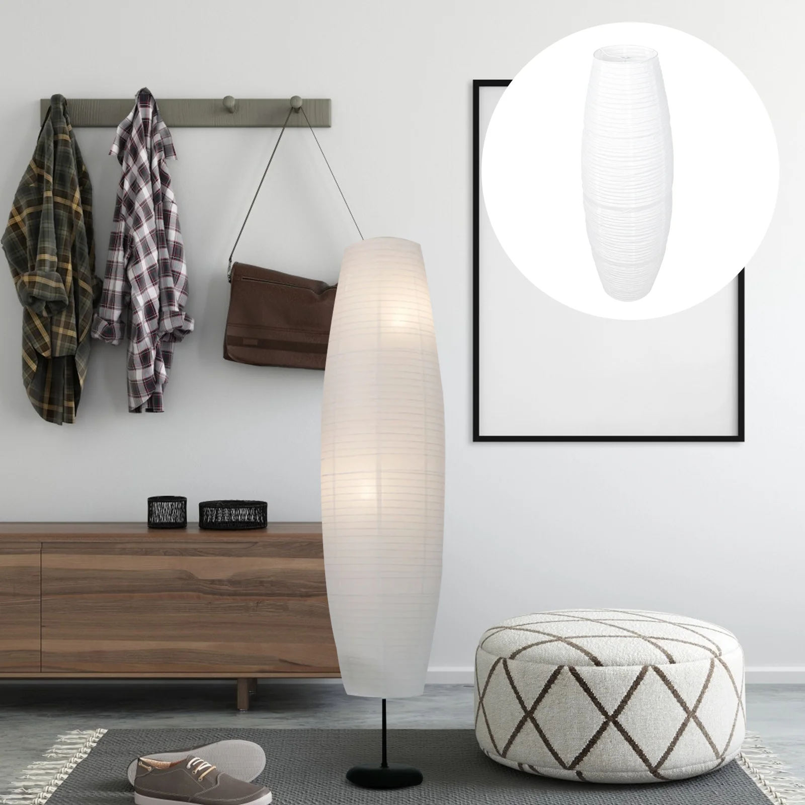

Ламповый напольный светильник с оболочкой из бумаги, вертикальный абажур, рисовые японские Сменные светильники, Стильная современная Высокая люстра