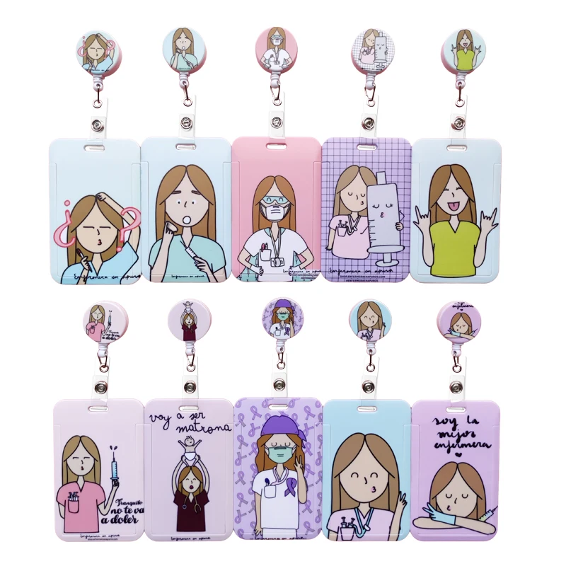 Doctor Nurse Retractable Buckle Clip Card Holder Horizontal Business Badge Reel Clip Cardholder Doctor Nurse Hang credencial