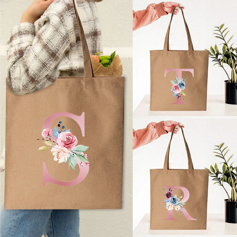 

Women Canvas Tote Bags for 2022 New Handbags Shopping Bag Letter Printed Fabric Reusable Designer Logo Handbag Supermarket Bag