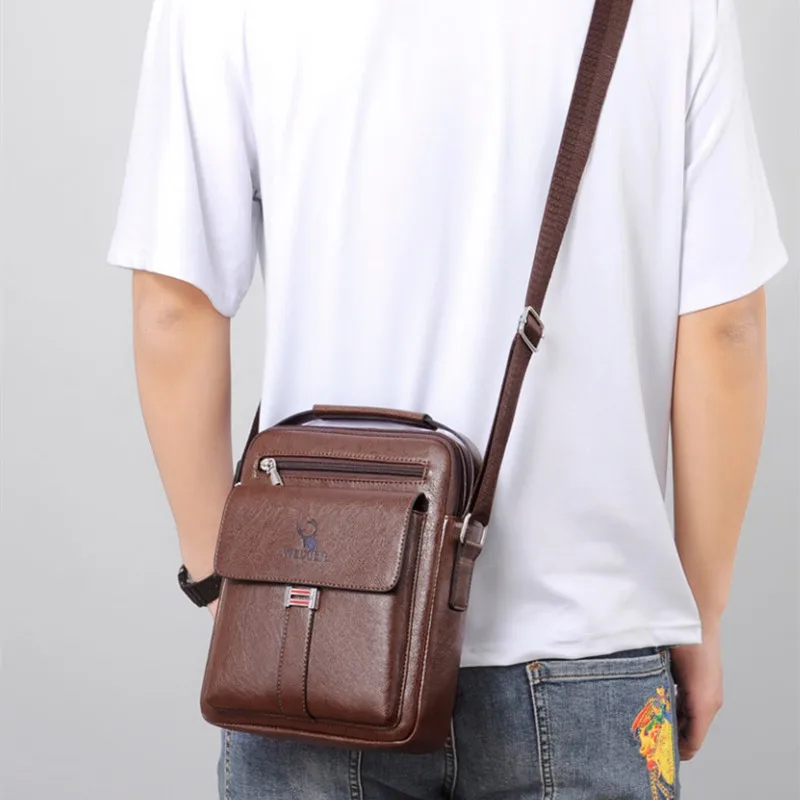 New Vintage Flap Crossbody Bag For Men Luxury Leather Male Shoulder Bag Small HandBag Tote Bags Business Messenger Bag
