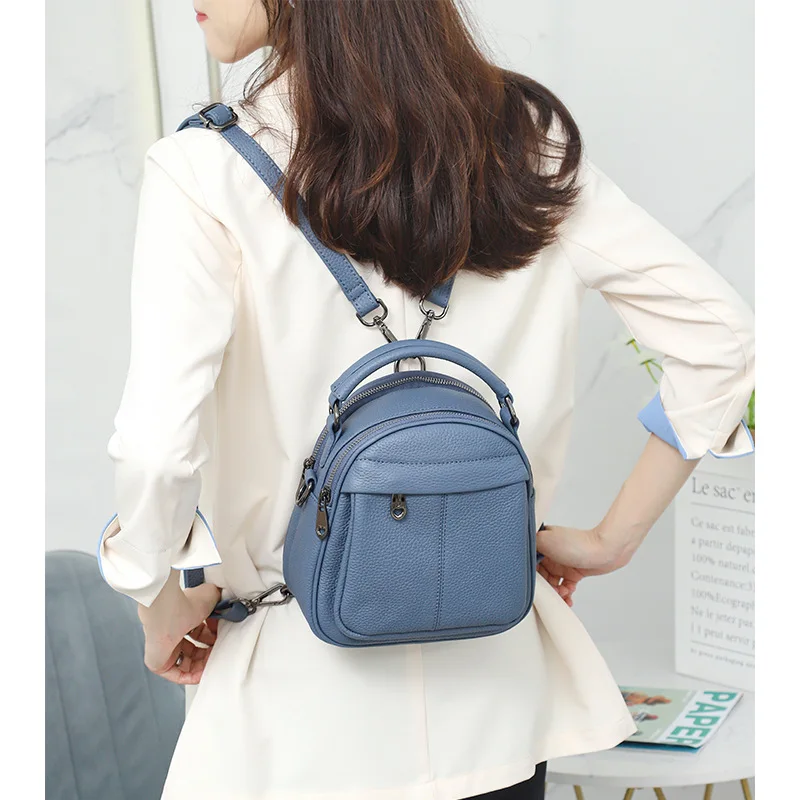 

Women's Genuine Cow Leather High Capacity Casual Backpack Ladies Handbags Multifunction Female Shoulder Bag Messenger Bag