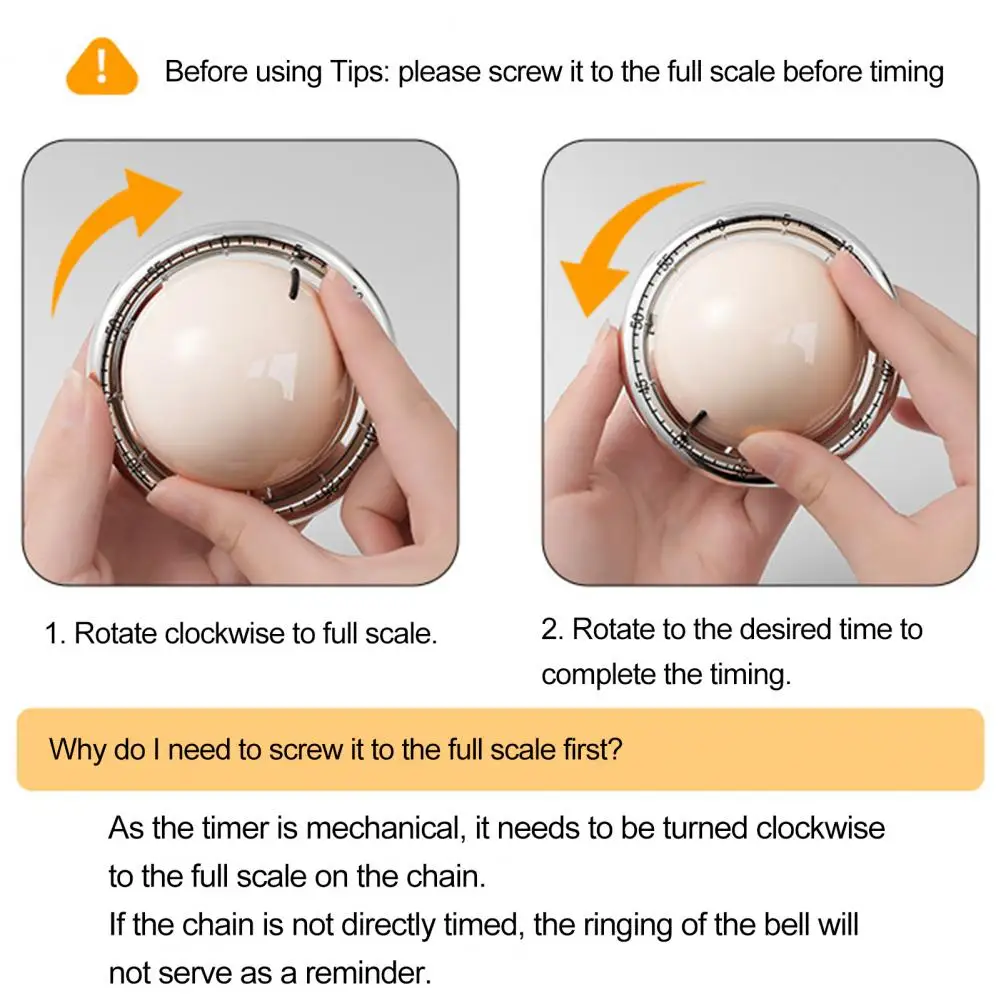 

Useful Kitchen Timer Convenient Manual Countdown Reading Timer Loud Sound Compact Cooking Timer Household Supplies